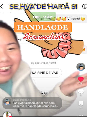 Hva sier våre kunder om våre håndlagde scrunchie hårstrikk?